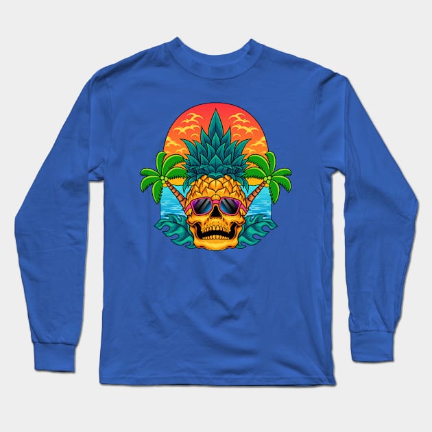 Pineapple Head Long Sleeve T-Shirt by CreativePhil